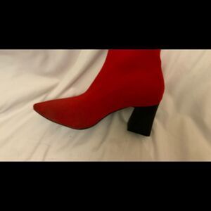 - Zara sock booties size 6 women’s red block heel